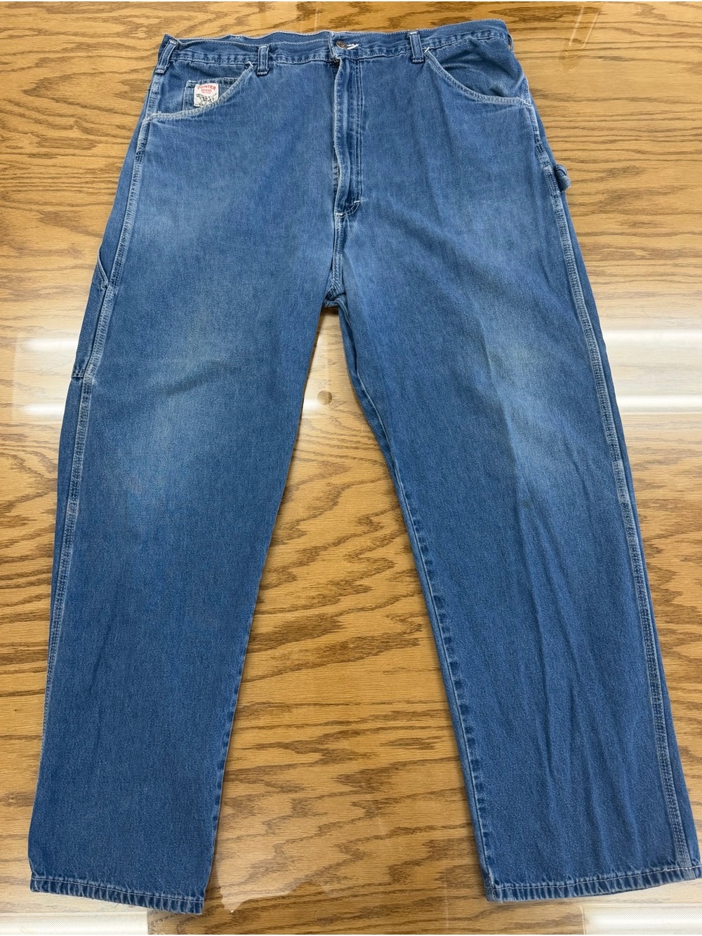 Vintage 80s Pointer Brand Carpenter Jeans Made USA Blue Denim 14916 Fits 38x32